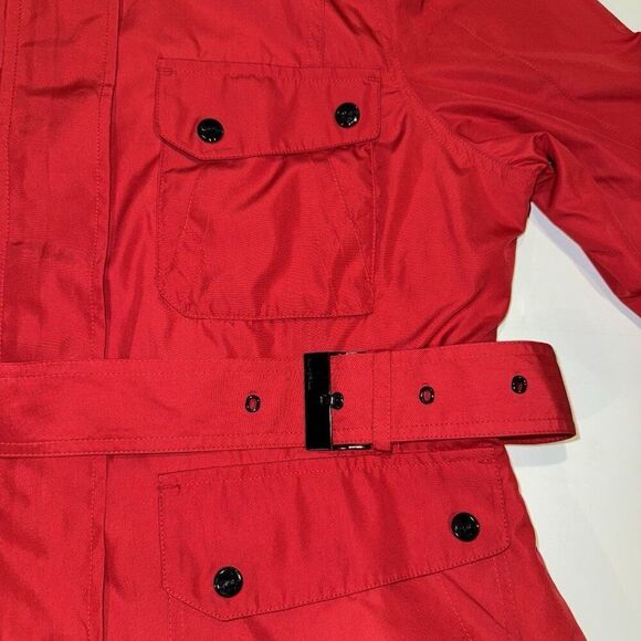 NWT Lauren Ralph Lauren Active Coat Red Long Front Snap Zip Belt Jacket Women XL - Picture 7 of 10